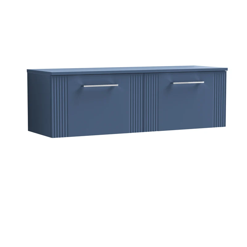 Deco 1200mm Wall Hung 2 Drawer Vanity Unit & Worktop - Blue Satin