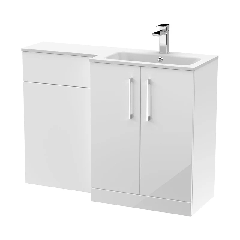 Nuie Arno 1100mm Right Hand Combination Contemporary Gloss White MFC Painted Gloss,stone 858x1105x390mm - ARN112R