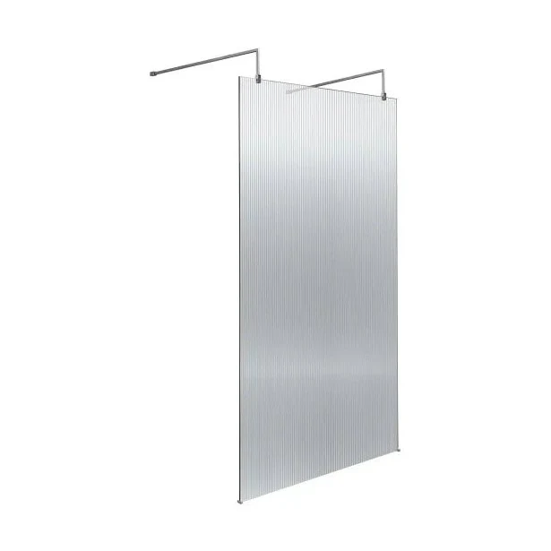 Hudson Reed Wetroom Screens 1000mm Fluted Wetroom Scren With Arms & Feet Contemp Chrome Aluminium 2070x1050x1000mm