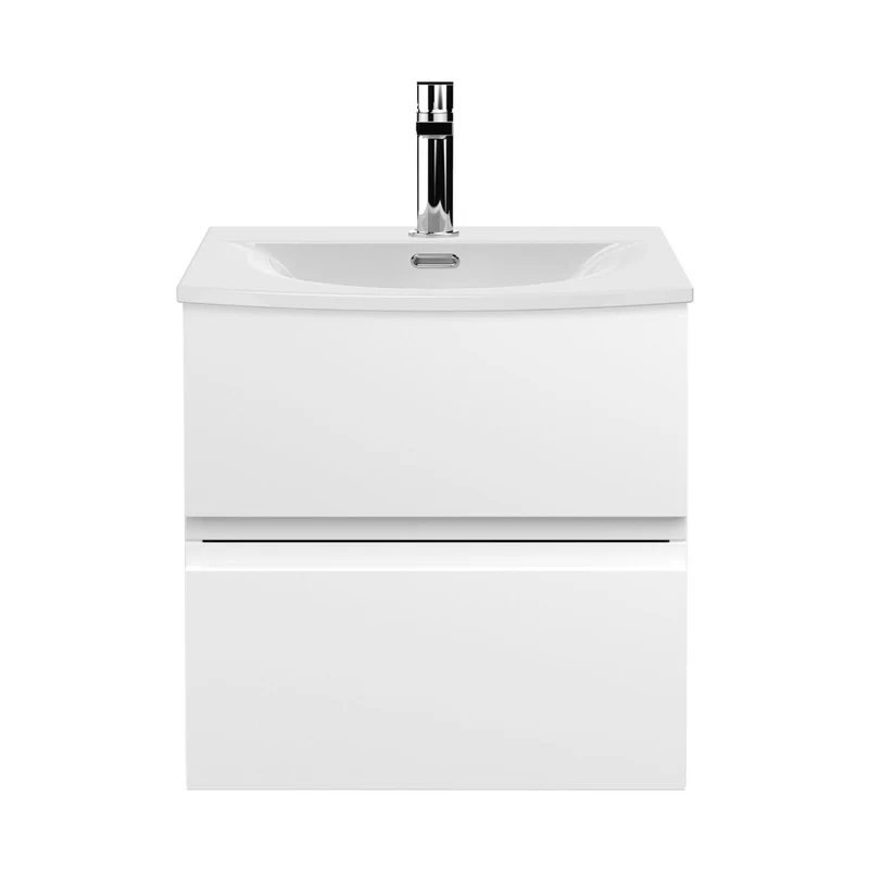 Hudson Reed Urban 500mm Wall Hung 2 Drawer Vanity Unit & Basin 4 Contemp Satin White MFC Painted Matt 530x510x440mm