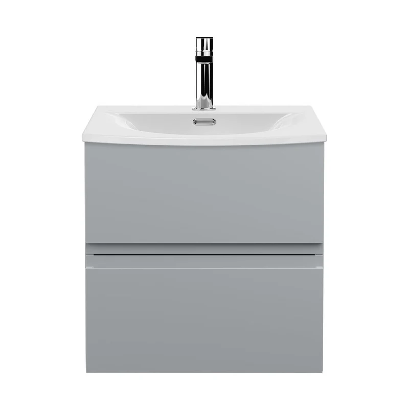 Hudson Reed Urban 500mm Wall Hung 2 Drawer Vanity Unit & Basin 4 Contemp Satin Grey MFC Painted Matt 530x510x440mm