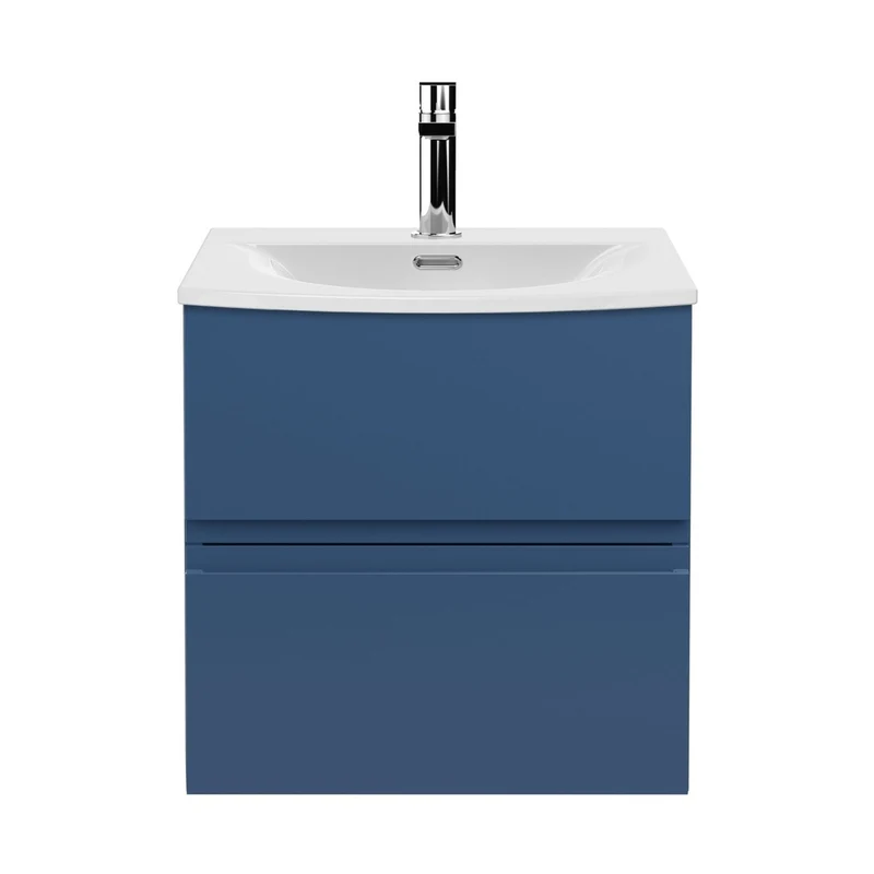 Hudson Reed Urban 500mm Wall Hung 2 Drawer Vanity Unit & Basin 4 Contemp Satin Blue MFC Painted Matt 530x510x440mm