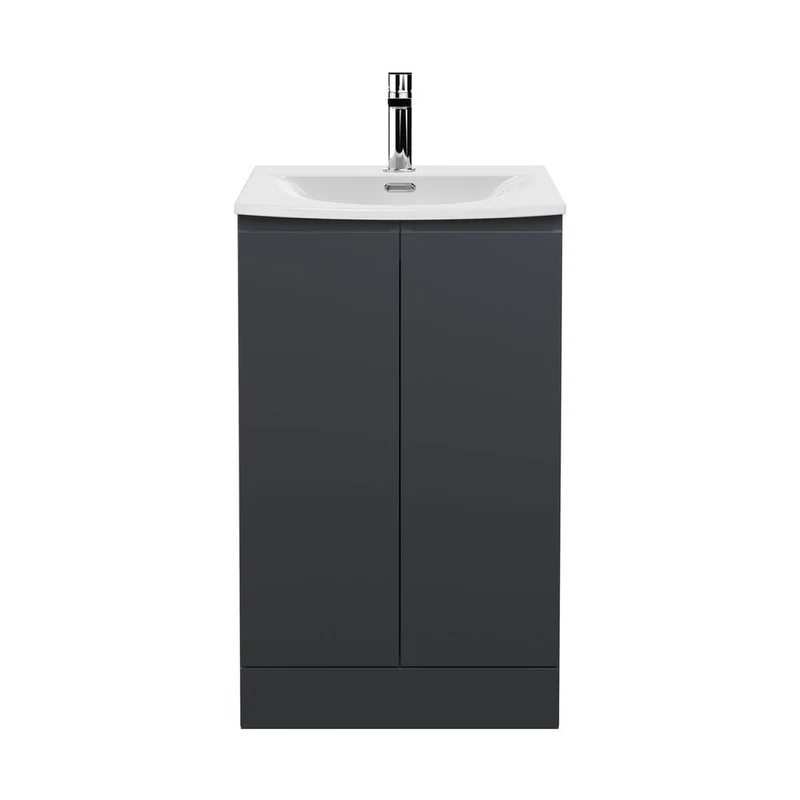 Hudson Reed Urban 500mm Floor Standing 2 Door Vanity & Basin 4 Contemp Soft Black MFC Painted Matt 835x510x440mm