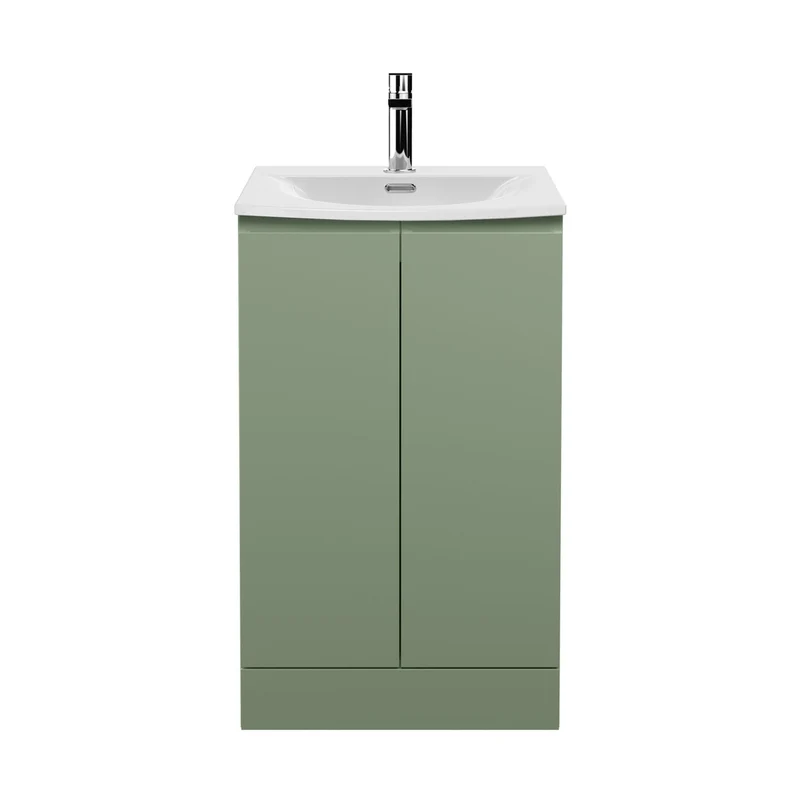 Hudson Reed Urban 500mm Floor Standing 2 Door Vanity & Basin 4 Contemp Satin Green MFC Painted Matt 835x510x440mm