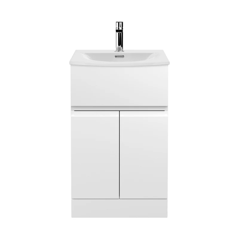 Hudson Reed Urban 500mm Floor Standing 2 Door/drawer Vanity Unit & Basin 4 Contemp Satin White MFC Painted Matt 840x510x440mm