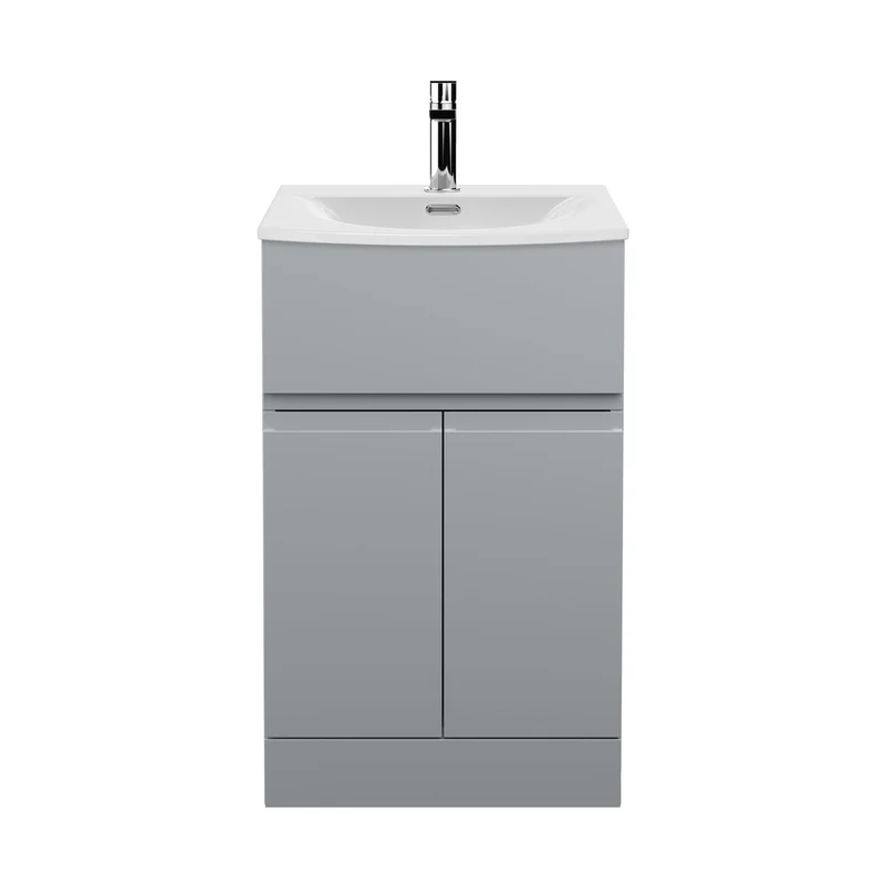 Hudson Reed Urban 500mm Floor Standing 2 Door/drawer Vanity Unit & Basin 4 Contemp Satin Grey MFC Painted Matt 840x510x440mm