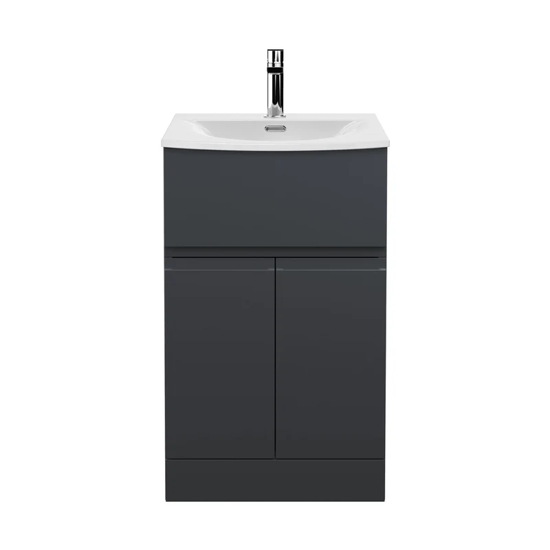 Hudson Reed Urban 500mm Floor Standing 2 Door/drawer Vanity & Basin 4 Contemp Soft Black MFC Painted Matt 835x510x440mm