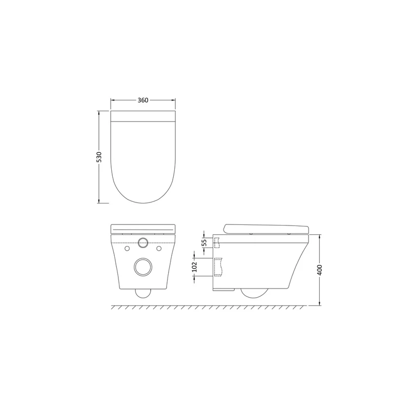 Hudson Reed Luna Wall Hung Pan & Seat Contemp White Vitreous China 445x360x530mm