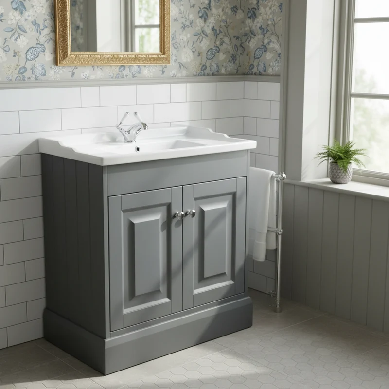 Josef Martin Traditional Shandon 800mm Floor Standing Vanity Unit & Basin - Dark Lead