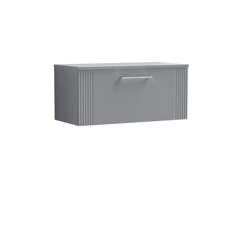 Deco 800mm Wall Hung 1 Drawer Vanity Unit & Worktop - Grey Satin