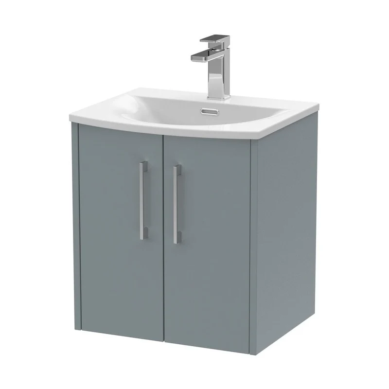 Hudson Reed Juno 500mm Wall Hung 2 Door Vanity & Basin 4 Contemp Coastal Grey MFC Smooth Matt 569x510x440mm
