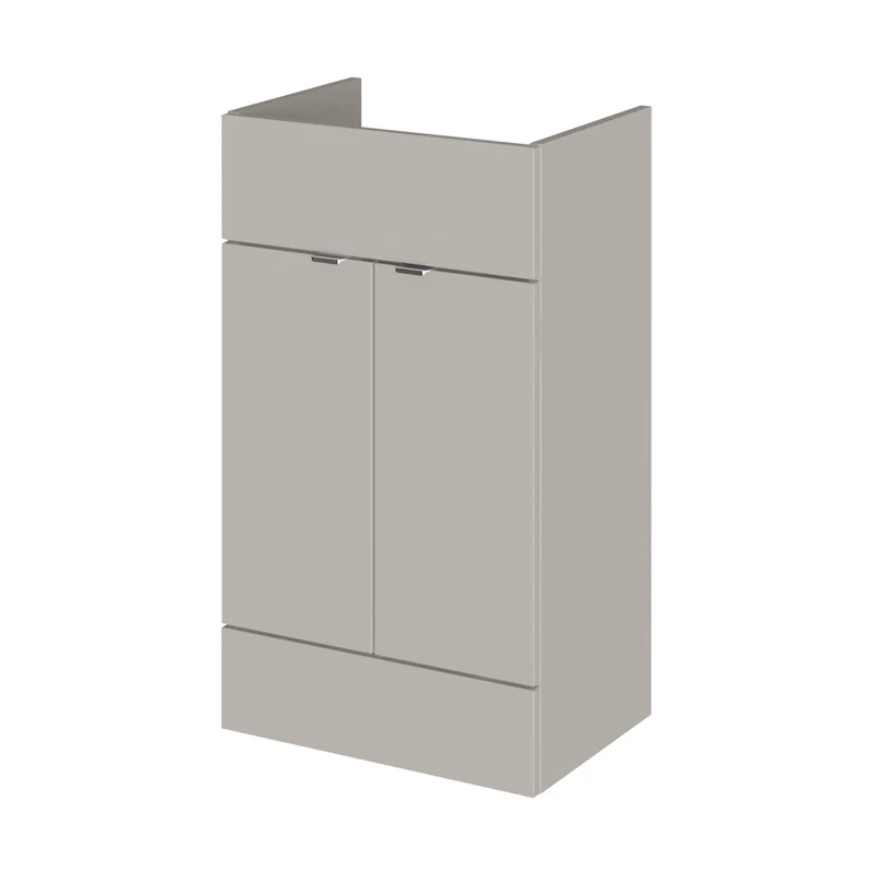 Hudson Reed Fusion 500mm Vanity Unit Contemp Pebble Grey MFC Textured Woodgrain 864x500x355mm