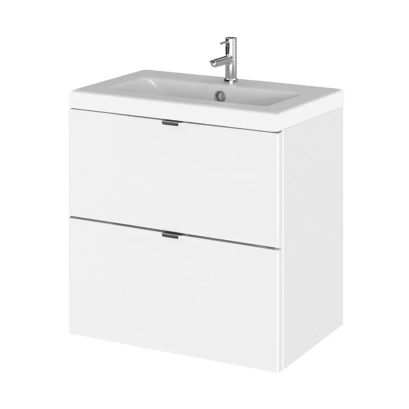 Hudson Reed Fusion 500mm Vanity Unit & Ceramic Basin Contemp Gloss White MFC Painted Gloss 579x505x360mm - CBI141A
