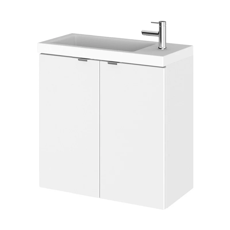Hudson Reed Fusion 500mm Vanity Unit & Basin Contemp Gloss White MFC Painted Gloss 579x505x260mm