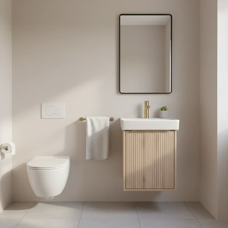 Josef Martin Lyon Cloakroom Wall Hung Vanity Unit & Inset Basin - Acousta Oak