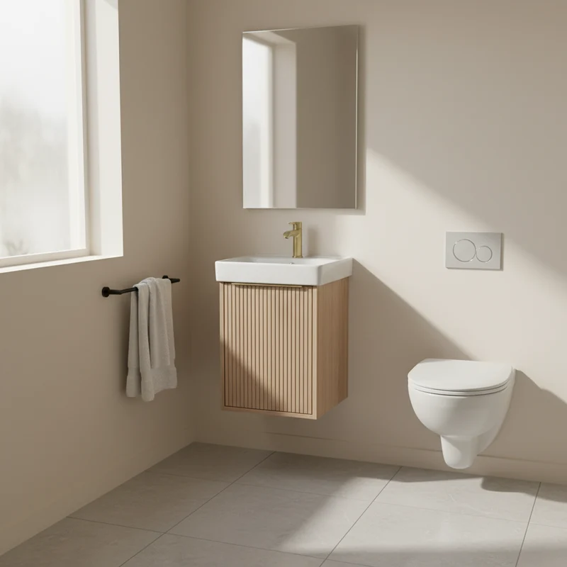 Josef Martin Lyon Cloakroom Wall Hung Vanity Unit & Inset Basin - Acousta Oak