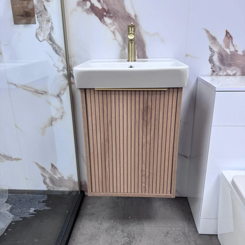 Josef Martin Lyon Cloakroom Wall Hung Vanity Unit & Inset Basin - Acousta Oak