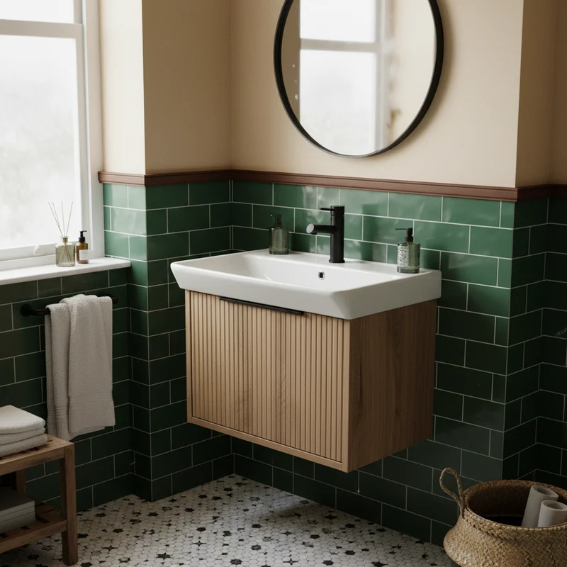 Josef Martin Lyon 600mm Wall Hung Vanity Unit & Inset Basin - Acousta Oak