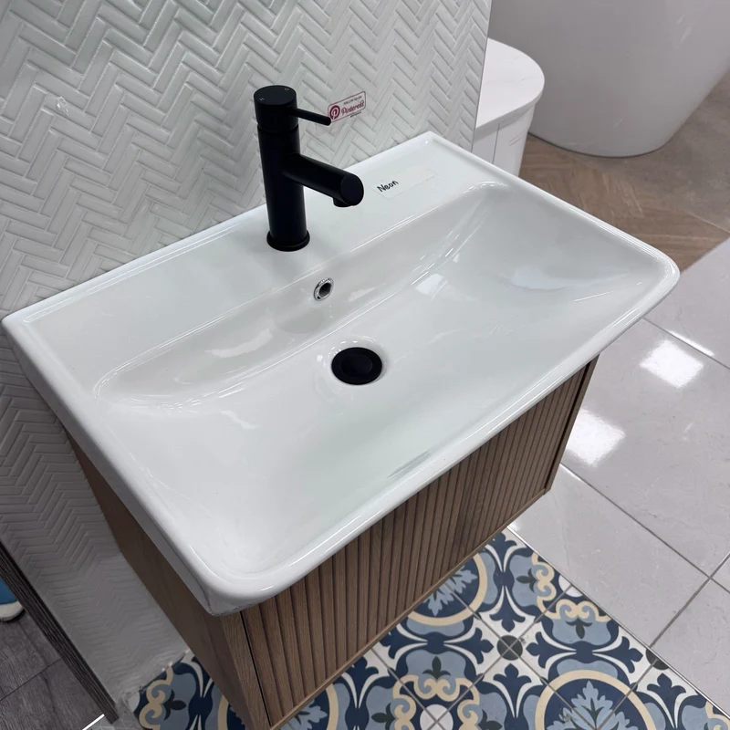 Josef Martin Lyon 600mm Wall Hung Vanity Unit & Inset Basin - Acousta Oak