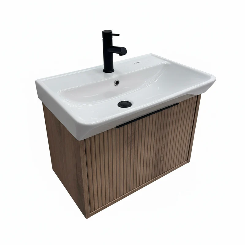 Josef Martin Lyon 600mm Wall Hung Vanity Unit & Inset Basin - Acousta Oak