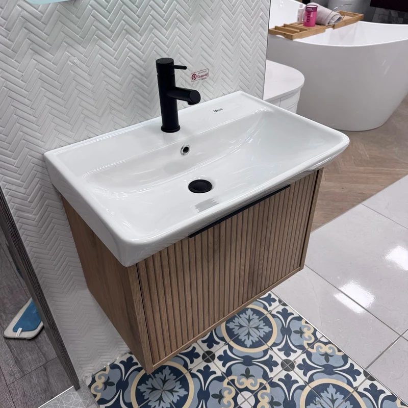 Josef Martin Lyon 600mm Wall Hung Vanity Unit & Inset Basin - Acousta Oak