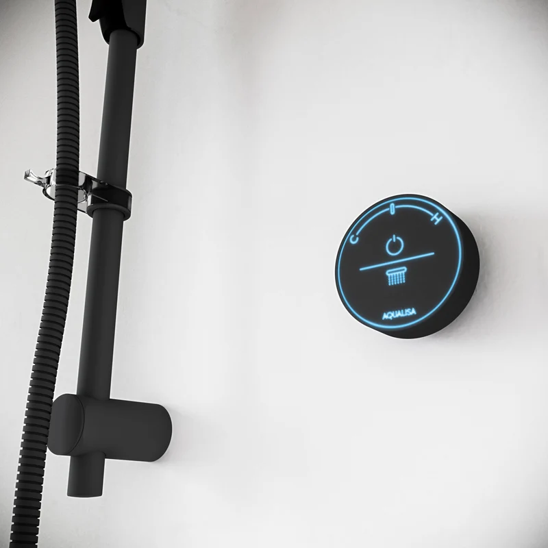 Aqualisa Smart Glo Digital Shower - Single Outlet with Riser Rail Concealed HP/Combi - Black