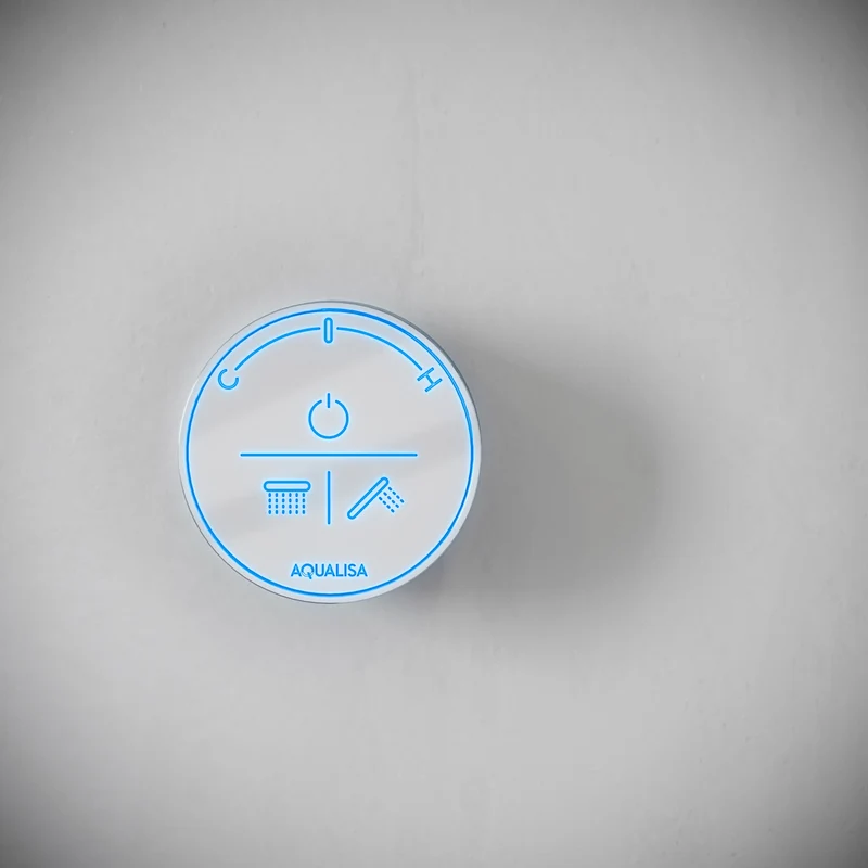Aqualisa Smart Glo Digital Shower - Dual Outlet with Riser Rail and Fixed Ceiling Head (Concealed) Gravity Pumped - Chrome