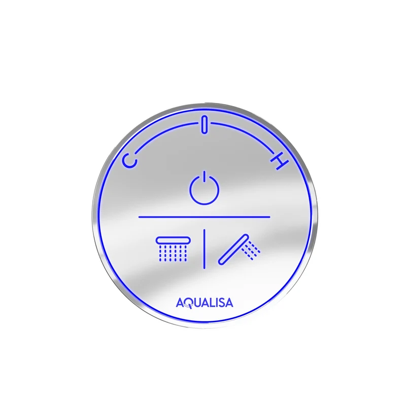 Aqualisa Smart Glo Digital Shower - Dual Outlet with Riser Rail and Fixed Wall Head (Concealed) Gravity Pumped - Chrome