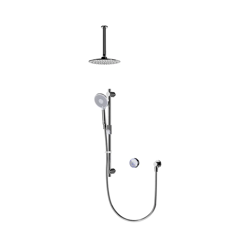 Aqualisa Smart Glo Digital Shower - Dual Outlet with Riser Ail and Fixed Ceiling Head (Concealed) HP/Combi - Chrome