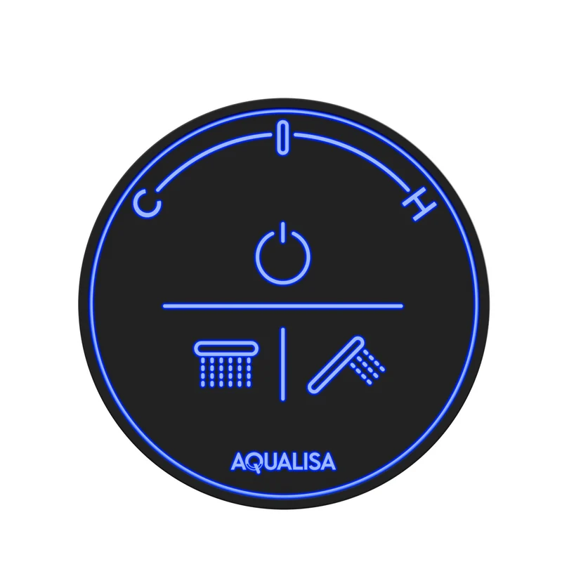Aqualisa Smart Glo Digital Shower - Dual Outlet with Riser Rail and Bath Fill (Concealed) Gravity Pumped - Black
