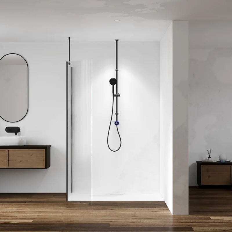 Aqualisa Smart Glo Digital Shower - Single Outlet with Riser Rail Exposed Gravity Pumped - Black