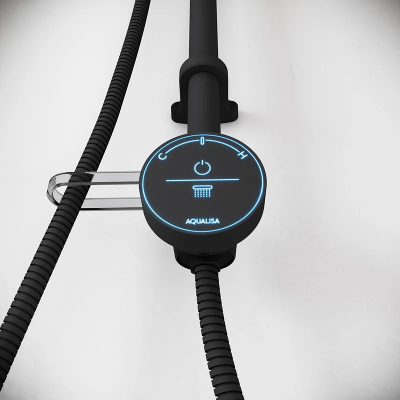 Aqualisa Smart Glo Digital Shower - Single Outlet with Riser Rail Exposed HP/Combi - Black