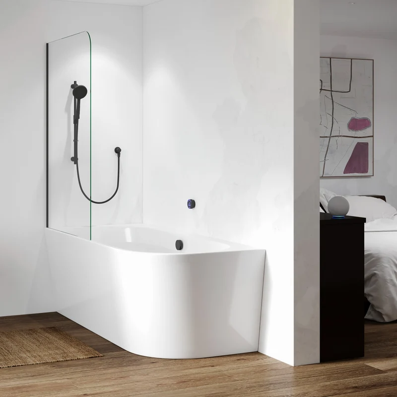 Aqualisa Smart Glo Digital Shower - Dual Outlet with Riser Rail and Bath Fill (Concealed) HP/Combi - Black