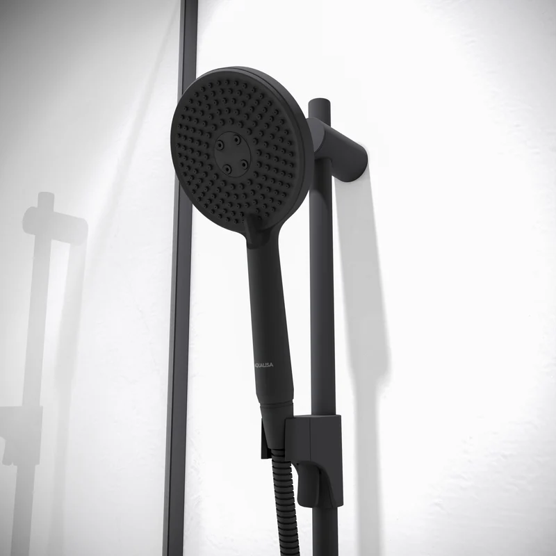 Aqualisa Smart Glo Digital Shower - Dual Outlet with Riser Rail and Fixed Wall Head (Concealed) Gravity Pumped - Black