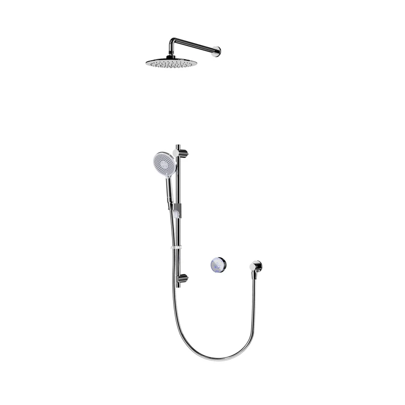 Aqualisa Smart Glo Digital Shower - Dual Outlet with Riser Rail and Fixed Wall Head (Concealed) HP/Combi - Chrome