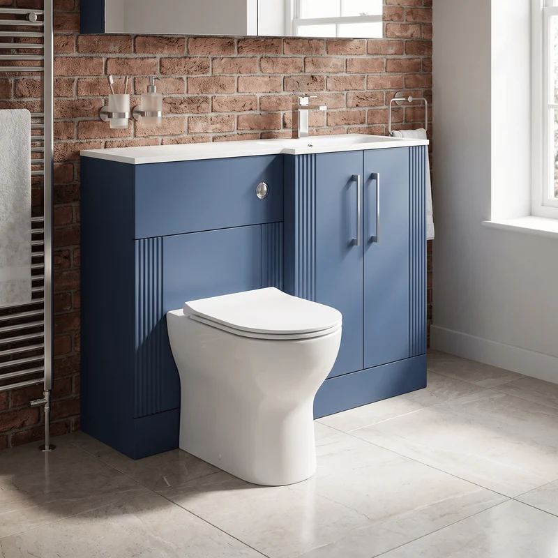 Deco 1100mm Basin & WC Combination Unit With White Stone Basin Right Hand - Blue Satin