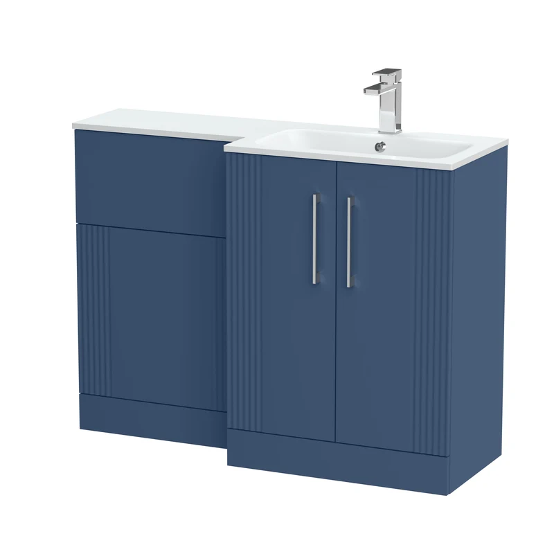Deco 1100mm Basin & WC Combination Unit With White Stone Basin Right Hand - Blue Satin