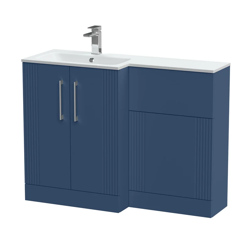 Deco 1100mm Basin & WC Combination Unit With White Stone Basin Left Hand - Blue Satin