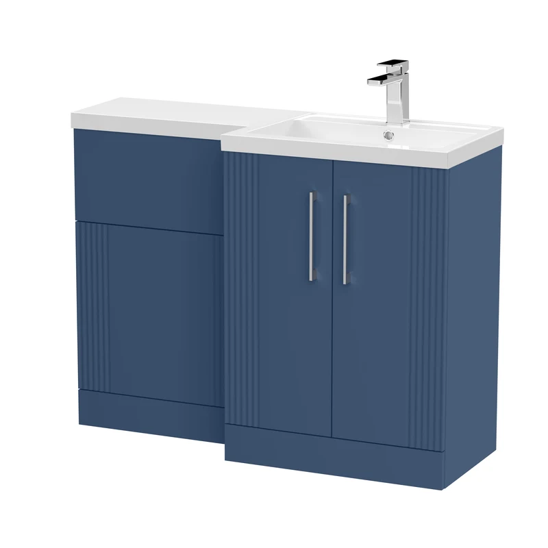 Deco 1100mm Basin & WC Combination Unit With White Polymarble Basin Right Hand - Blue Satin