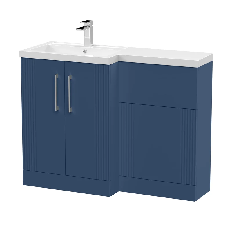 Deco 1100mm Basin & WC Combination Unit With White Polymarble Basin Left Hand - Blue Satin