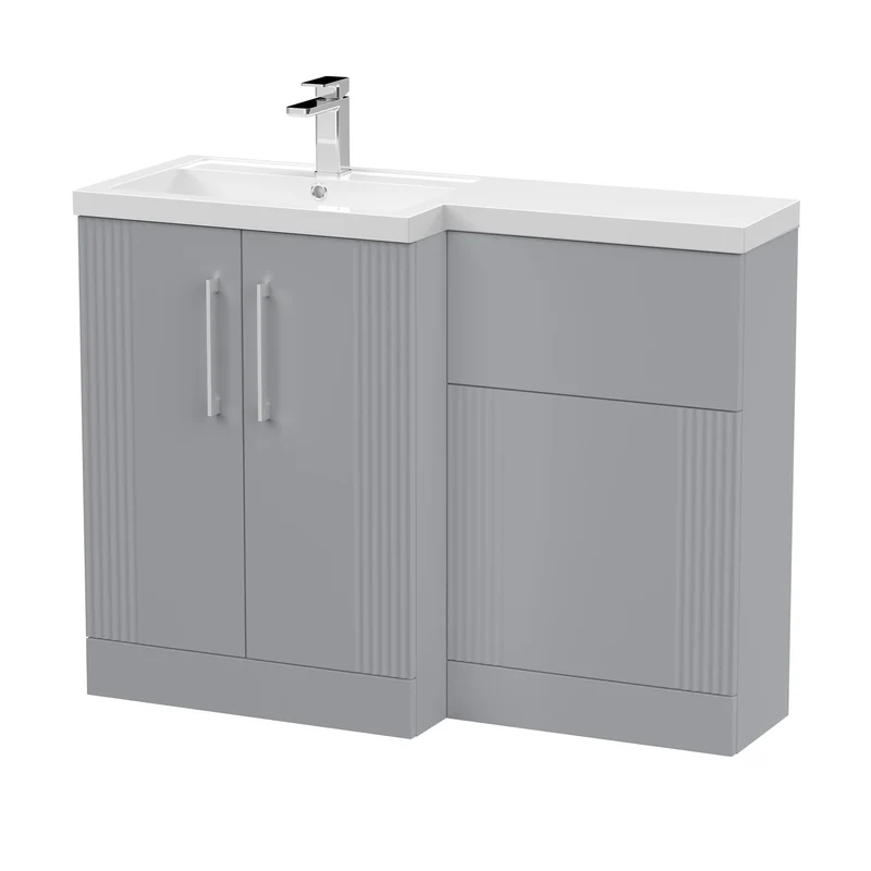 Deco 1100mm Basin & WC Combination Unit With White Polymarble Basin Left Hand - Grey Satin
