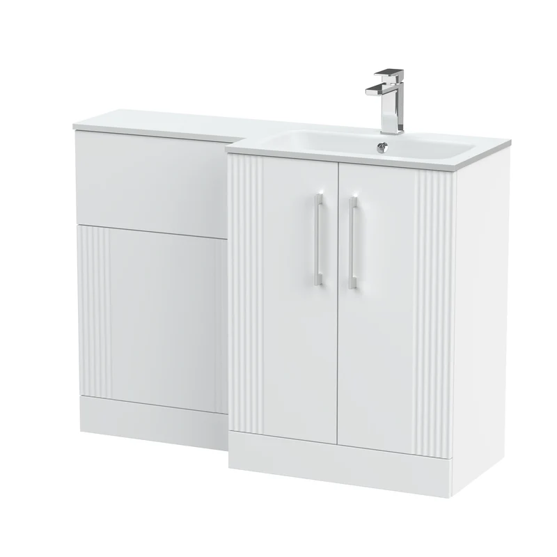 Deco 1100mm Basin & WC Combination Unit With White Stone Basin Right Hand - White Satin