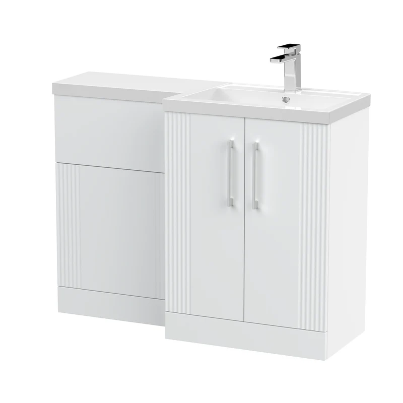Deco 1100mm Basin & WC Combination Unit With White Polymarble Basin Right Hand - White Satin