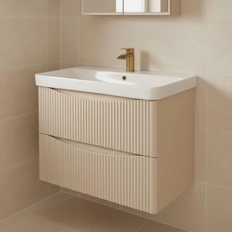Josef Martin Happi 800mm Fluted Wall Hung Vanity Unit & Basin - Sand