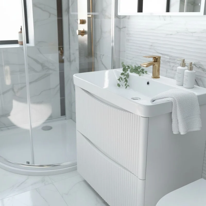 Josef Martin Happi 800mm Fluted Floor Standing Vanity Unit & Basin - White
