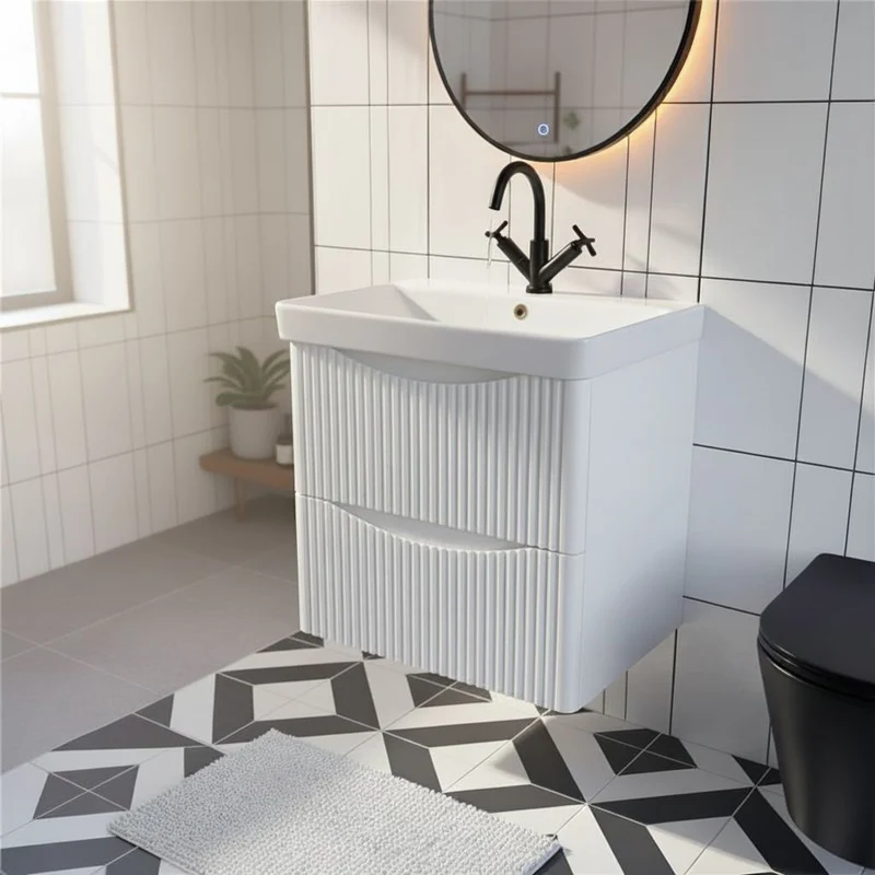 Josef Martin Happi 600mm Fluted Wall Hung Vanity Unit & Basin - White