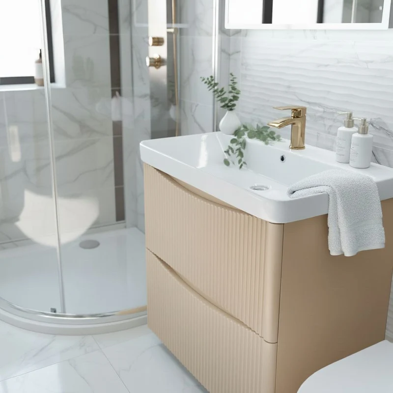 Josef Martin Happi 800mm Fluted Floor Standing Vanity Unit & Basin - Sand