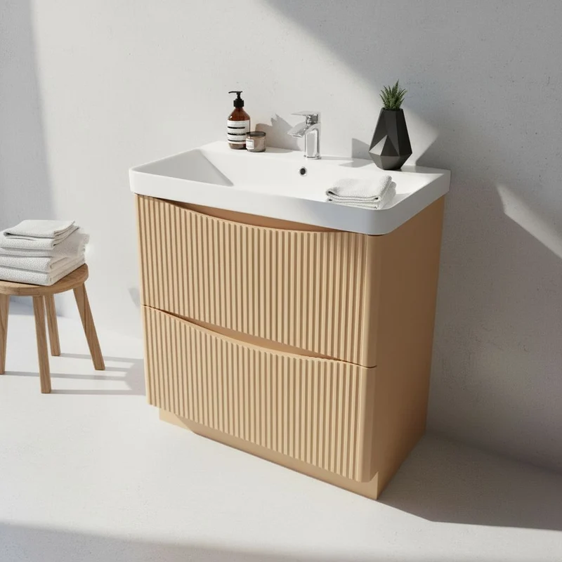 Josef Martin Happi 800mm Fluted Floor Standing Vanity Unit & Basin - Sand