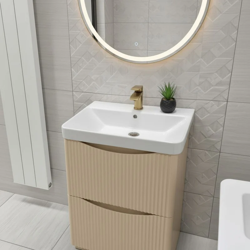Josef Martin Happi 600mm Fluted Floor Standing Vanity Unit & Basin - Sand