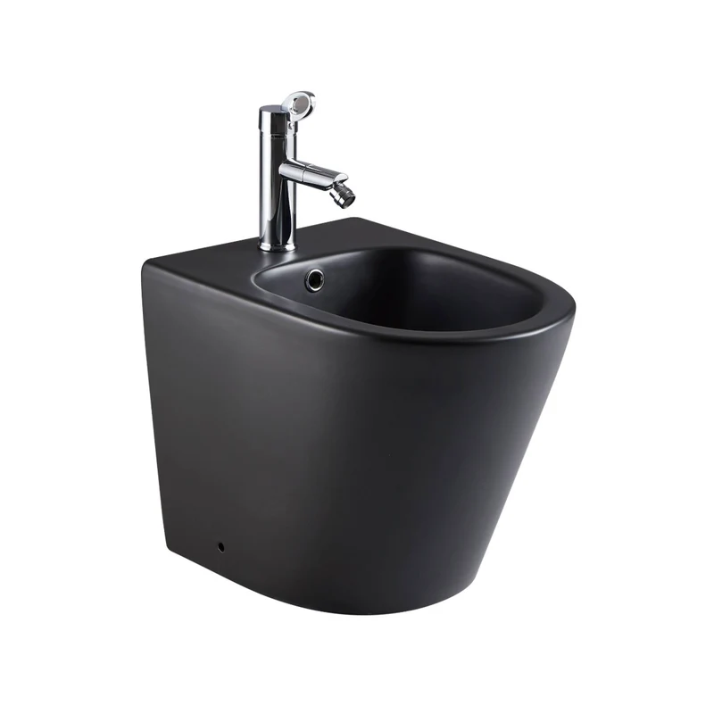 Arc Floor Mounted Bidet Without Tap - Matt Black